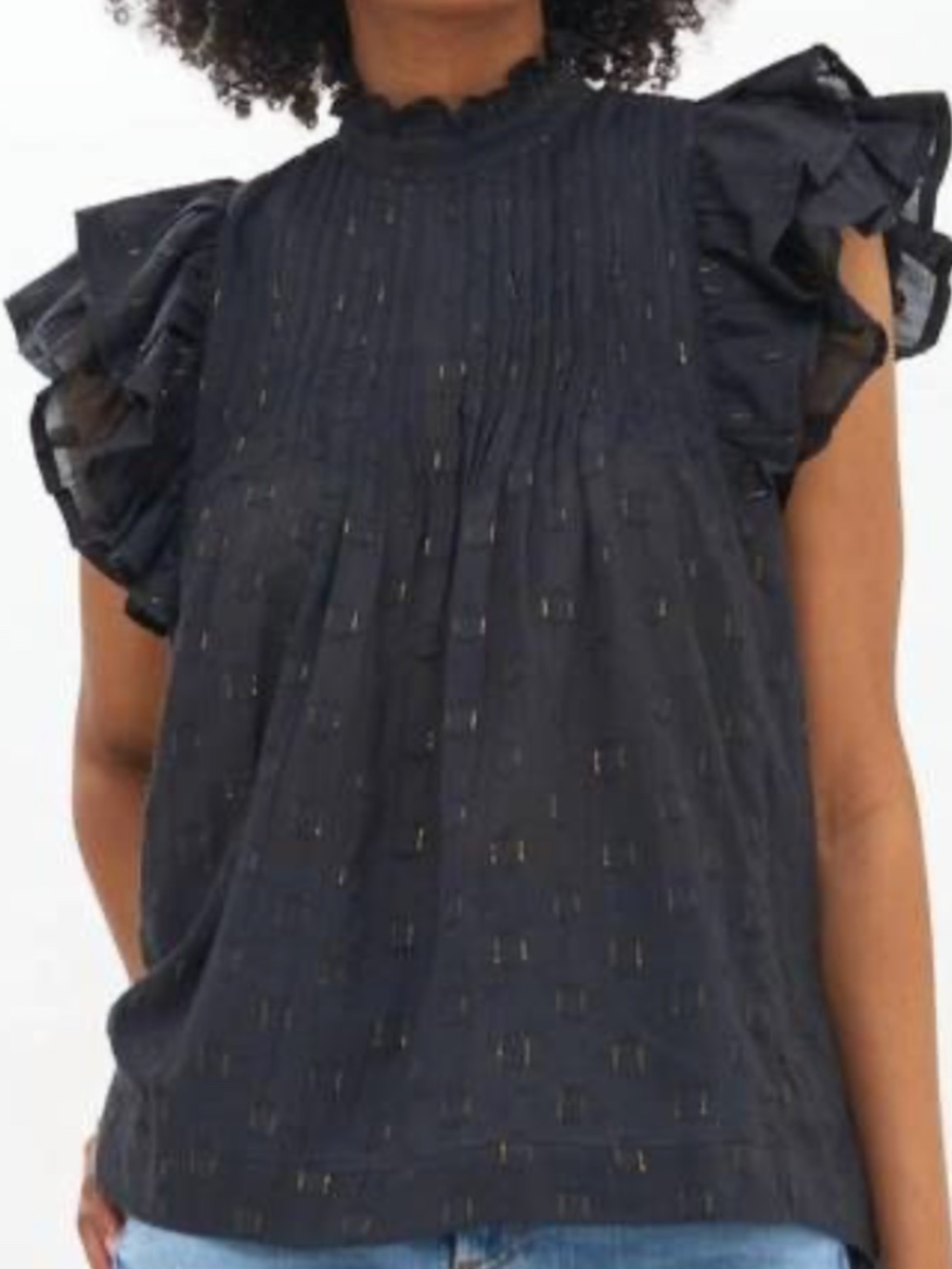 Oliphant Pintuck Ruffle Top  - XS (fits more like a small/medium)